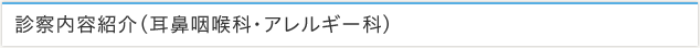 診察内容紹介（耳鼻咽喉科・アレルギー科）