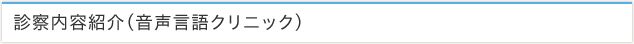 診察内容紹介（音声言語クリニック）
