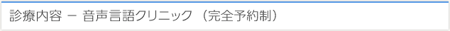 診療内容 − 音声言語クリニック